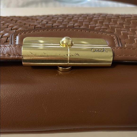 Coach Vintage Woven Tan Leather Small Shoulder Bag - Picture 12 of 14